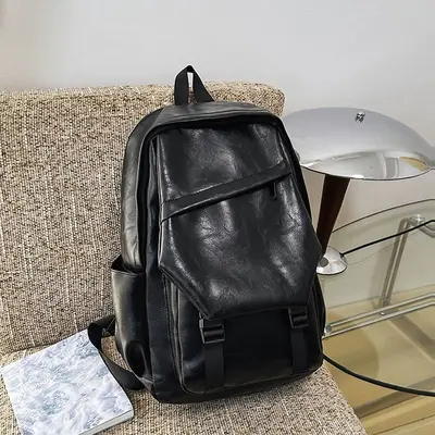 Soft Leather Retro Backpack with Water-Resistant Laptop Compartment - 10
