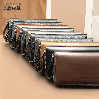 Men's Long Wallet, Soft PU Leather, Multi-Card Slots, Large Capacity