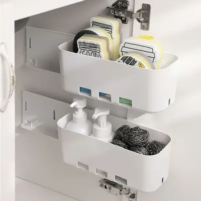 Duvara monte saklama kutusu, çekmece tipi mutfak ve banyo rafı - 1