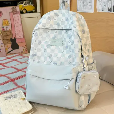 Printed Backpack for Middle and High School Students, Korean Style - 7
