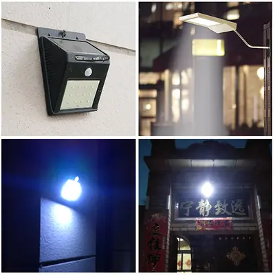 Güneş enerjili LED duvar lambası, bahçe için, insan sensörlü, karanlıkta otomatik yanar
