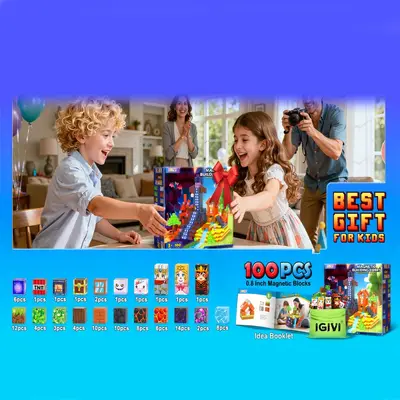Magnetic building blocks animal home, four-piece wooden toy - 12