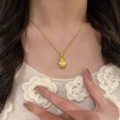 Antique gold filigree coin purse pendant necklace - 4