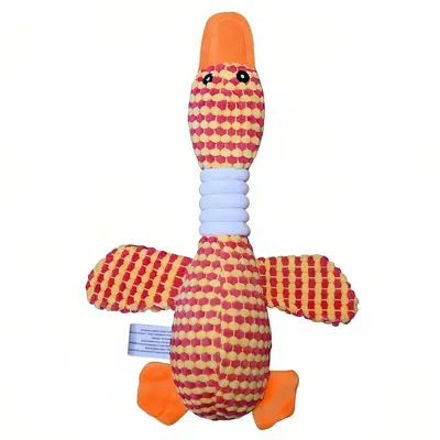 Cartoon Goose Dog Toy, Bite-Resistant Corn Plush with Squeaker, for All Breeds - 7