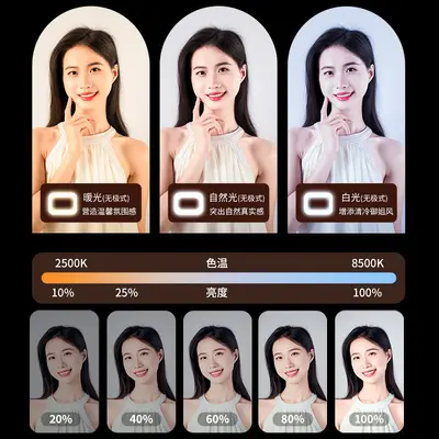 兔笼手持环形补光灯便携式手机直播专用充电灯桌面跨境电商自拍灯