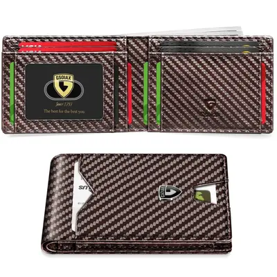 Karbon fiber dolar klipsi erkek cüzdanı, RFID korumalı, çok kartlıklı - 10
