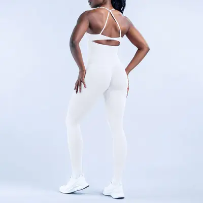 Seamless Backless Yoga Set for Women, Peach Hip Effect, Tight Running Fitness Suit - 7