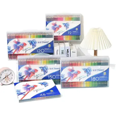 Buntstifte 48-180 Farben, Zeichenset in PVC-Tragebox, ölbasiert und wasserlöslich, als Kunstbedarf-Geschenk, Malmaterial-Stifte, Minen radierbar