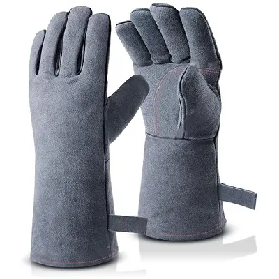 Extended Cowhide Welding Gloves, Insulated, High-Temperature Resistant - 3