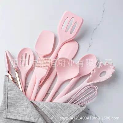 Mini silicone kitchen utensils set 10-piece heat-resistant silicone spatula oil brush baby food spoon kitchen tools