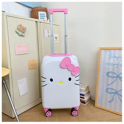 Cute Cat Print Large Capacity Trolley Case, Lightweight and Silent Wheels - 13