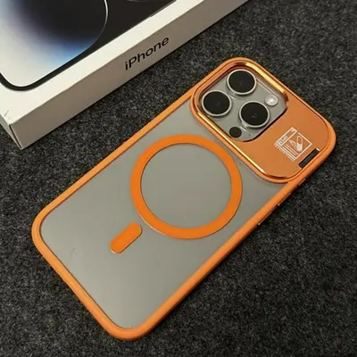 Magnetic Lens Protection Clear Phone Case for iPhone 17, With Stand - 8