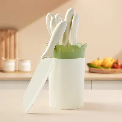 Kitchen knife set with chef, fruit, peeling knives, scissors and holder - 8