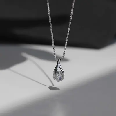 925er Silber Wassertropfen Halskette Damen