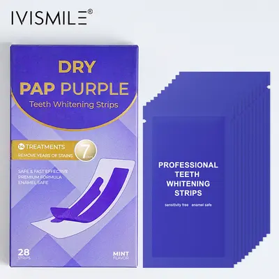 V34 Teeth Whitening Strips Set, PAP Dry and Wet, Purple - 3