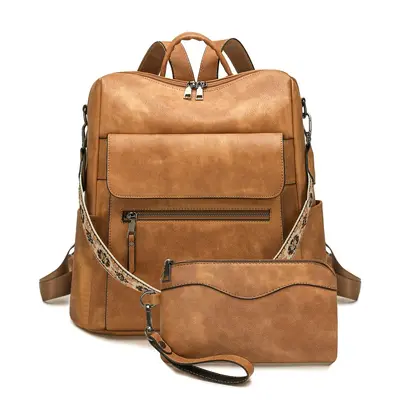 Women's Backpack, Contrast Color, Large Capacity, Retro Style - 9