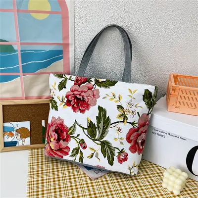 Large Capacity Printed Canvas Women's Tote Bag - 8