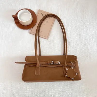 Women's Single Shoulder Bag, Large Capacity, Minimalist Underarm Commuter Bag - 7