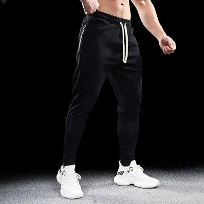 Herren-Laufhose Herbst/Winter, Slim Fit, elastisch, mit Reißverschluss am Saum - 5
