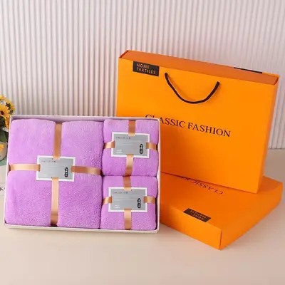 Korallenfleece-Handtuch 3-teiliges Geschenkset - 11