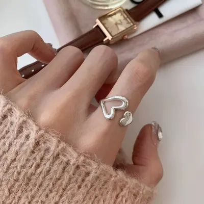 Women's 925 sterling silver asymmetric geometric ring - 7