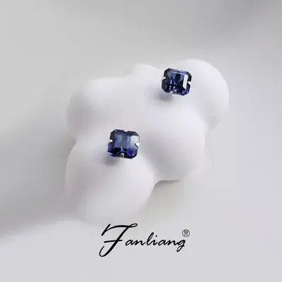 Robinia natural blue sapphire stud earrings, S925 sterling silver - 6