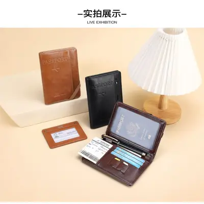 2026 new model RFID anti-theft passport travel multi-functional ticket holder retro document bag large capacity multi-card passport holder