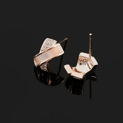 EH1652 crossover shell ear clips, zircon, non-pierced