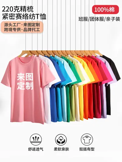 Cotton short-sleeved t-shirts youth short-sleeved cotton half-sleeved long-fiber cotton class uniforms group uniforms workwear customization