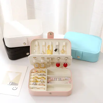 Simple Flip-Top Travel Two-Layer Portable Jewelry Box Ring Necklace Earring Multi-Layer Jewelry Storage Box