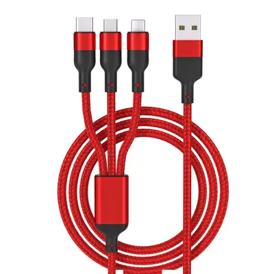 100W Super-Schnellladedatenkabel 3-in-1 6A Blitzladung bedrucktes Logo kleine Geschenk 1-3er geflochtenes Ladekabel - 10