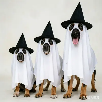 Halloween köpek hayalet kostümü, pelerin ve cadı şapkası - 8