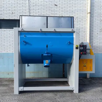 Horizontal ribbon mixer, dry powder spiral band blender