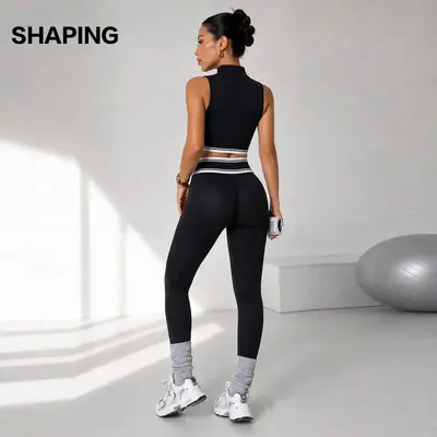 Yoga Seti Kadın, Fermuarlı Top, Tayt, Spor Takımı