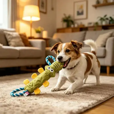 Peluş Köpek Oyuncağı Timsah Model, Sesli, Dayanıklı Diş Kaşıma