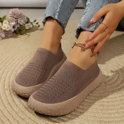 Damen-Freizeitschuhe mit dicker Sohle, leicht, rutschfest