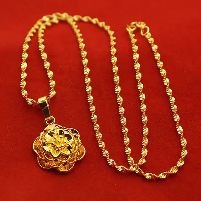 Women's Water Drop Pendant Necklace with Flower Collarbone Chain - 8