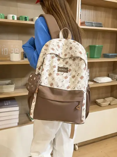 Printed Backpack for Middle and High School Students, Korean Style - 3