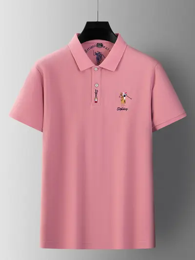 Men's Short Sleeve Pure Cotton Solid Color Polo Shirt