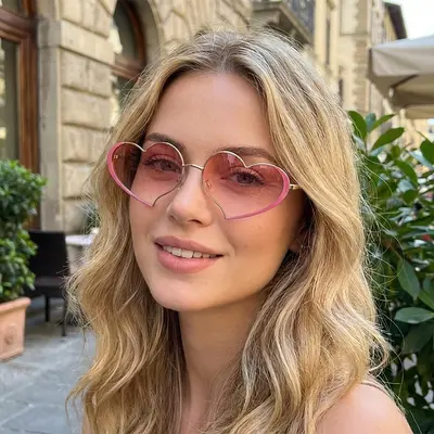 Women's Heart-Shaped Metal Sunglasses, Fashion