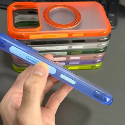 适用iPhone17ProMax手机壳肤感磨砂旋转支架磁吸苹果16防摔保护套 - 5
