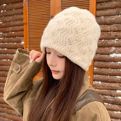 Hollow-Pattern Knit Hat for Women, Warm Casual Wool Beanie - 10