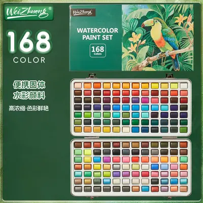 Solid watercolor pigment, metal box, pearl color, student set - 11
