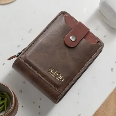 Men's Short Wallet, Large Capacity, Multifunctional with External Card Slot - 8