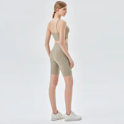 Yüksek Belli Lycra Spor Şortu, Cepli ve Kalça Kaldırıcı, Yaz Modeli - 5