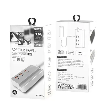 35W Multi-Port USB PD Fast Charger with Desktop Phone Holder, Type-C