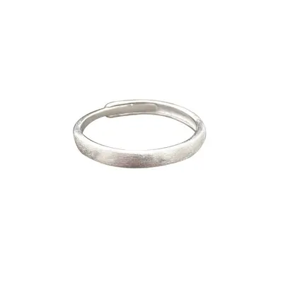 S925 silver flat ring for women, minimalist brushed matte