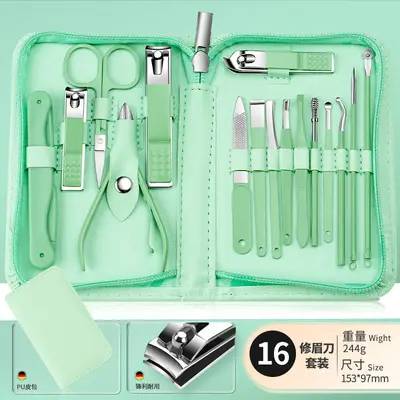 35-piece manicure set matcha green nail scissors pedicure tools - 10