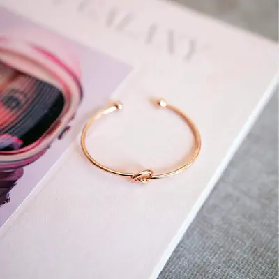 Stainless steel bracelet, C-shaped heart, 18K gold plated, women