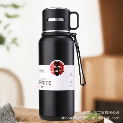 Men's Stainless Steel Thermos Cup, Large Capacity, with Handle and Tea Infuser - 3